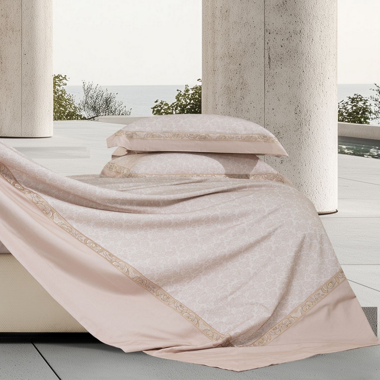 91家纺网 家纺一手货源 找家纺 高大尚婚庆馆 2025新款长绒棉磨毛四件套-玫瑰有约 玫瑰有约-卡其色