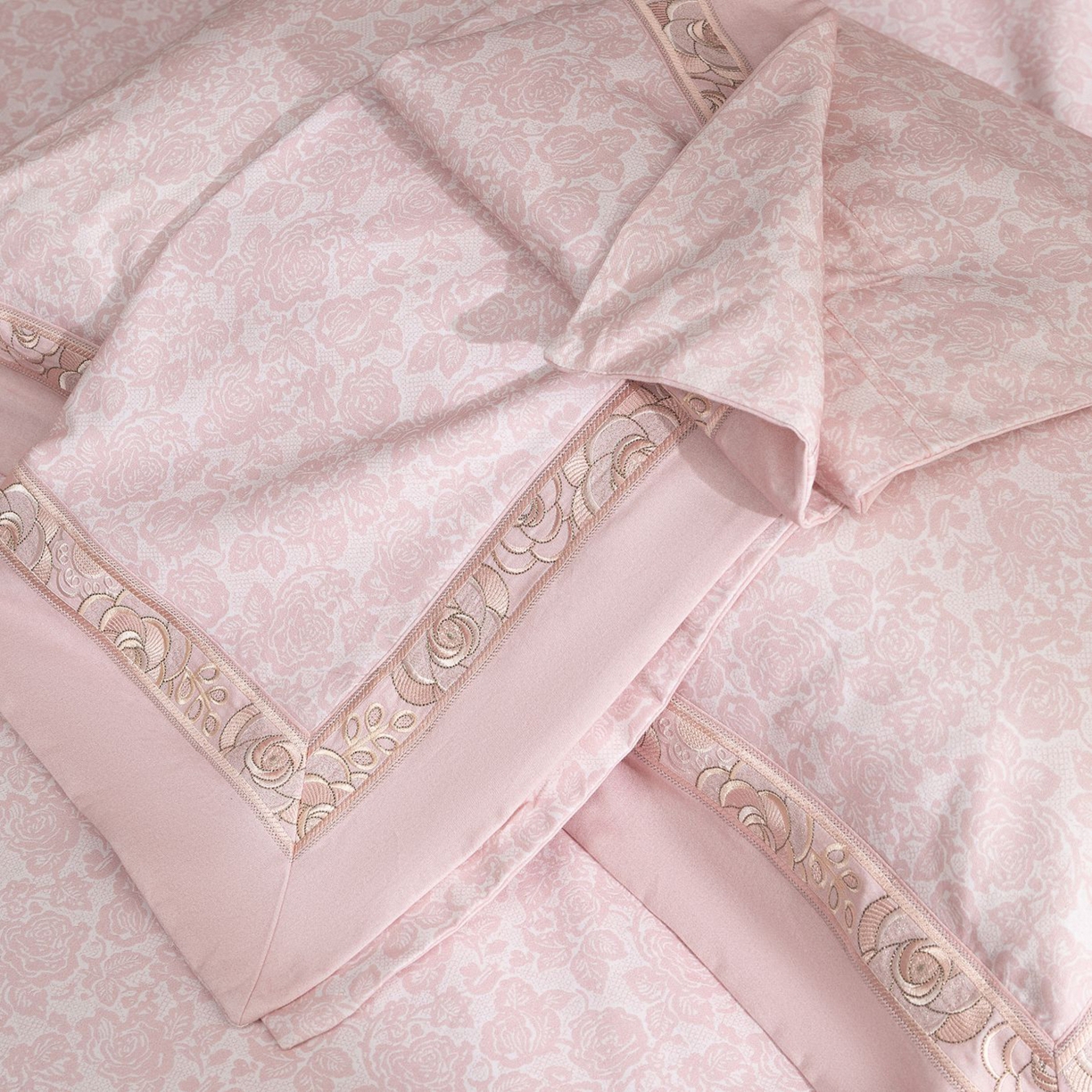 91家纺网 家纺一手货源 找家纺 高大尚婚庆馆 2025新款长绒棉磨毛四件套-玫瑰有约 玫瑰有约-樱花粉