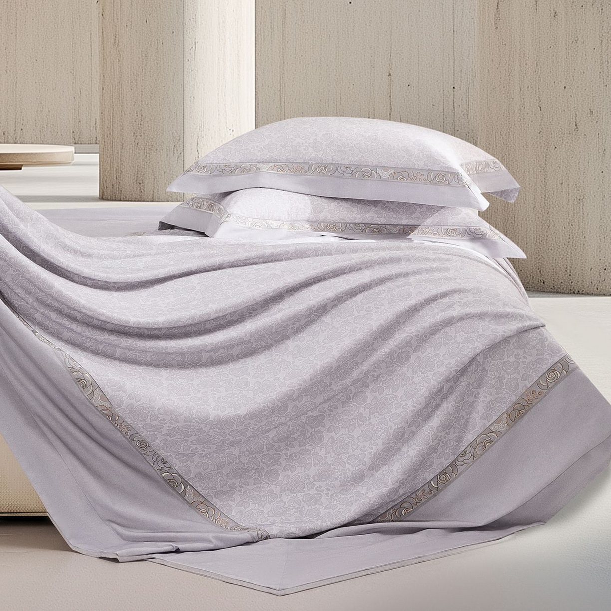 91家纺网 家纺一手货源 找家纺 高大尚婚庆馆 2025新款长绒棉磨毛四件套-玫瑰有约 玫瑰有约-绅士灰