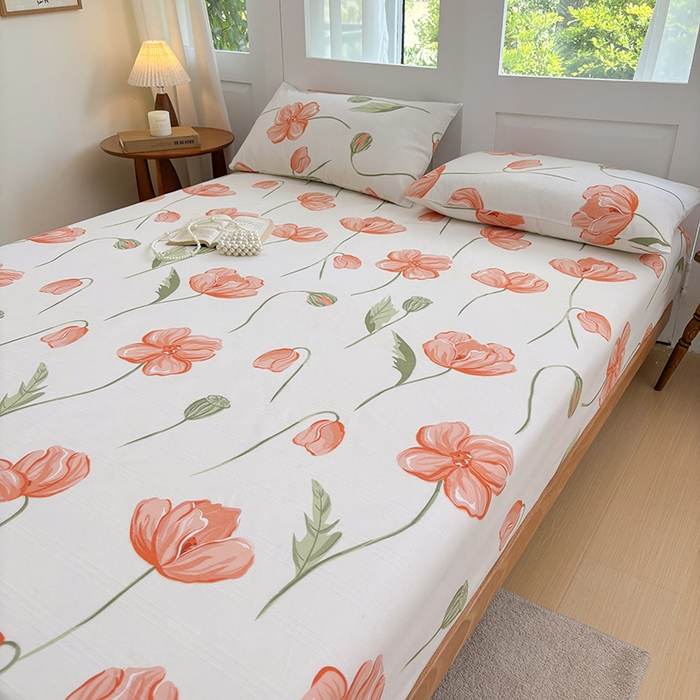 91家纺网 家纺一手货源 找家纺 青泽家纺 2025新款原棉老粗布床笠系列 赫本