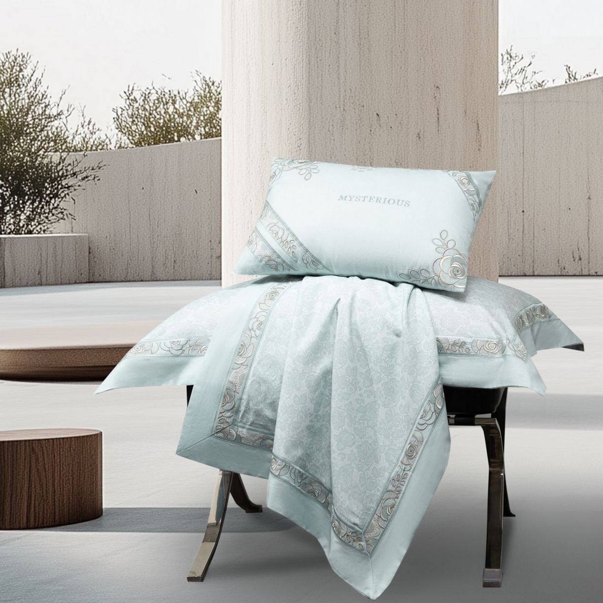 91家纺网 家纺一手货源 找家纺 高大尚婚庆馆 2025新款长绒棉磨毛四件套-玫瑰有约 玫瑰有约-水晶兰