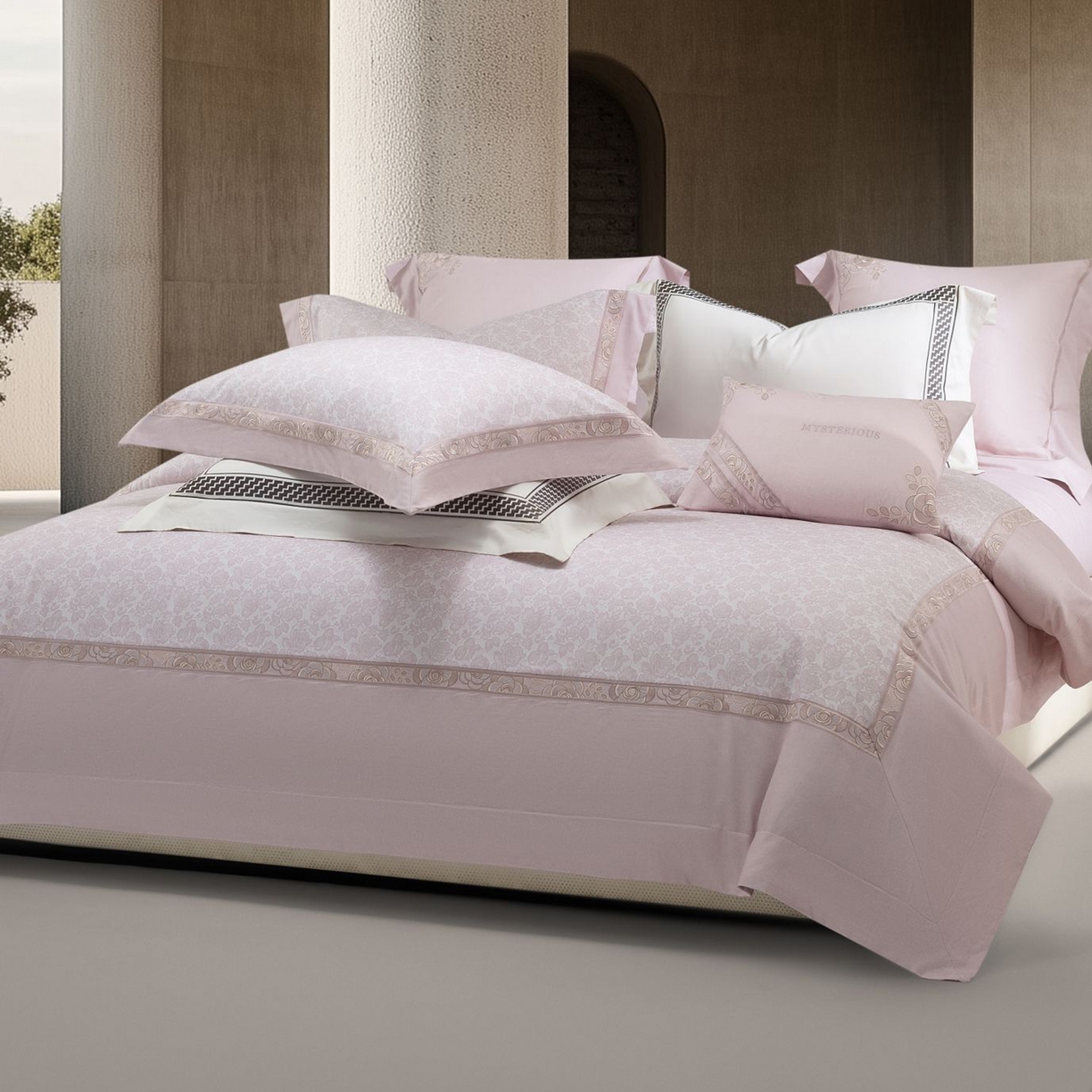 91家纺网 家纺一手货源 找家纺 高大尚婚庆馆 2025新款长绒棉磨毛四件套-玫瑰有约 玫瑰有约-淡雅紫