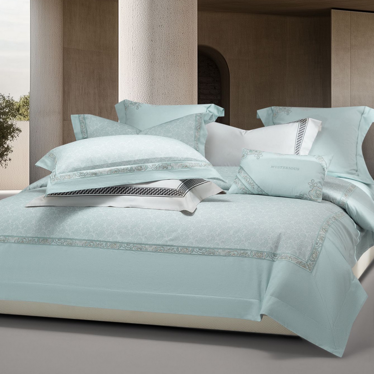 91家纺网 家纺一手货源 找家纺 高大尚婚庆馆 2025新款长绒棉磨毛四件套-玫瑰有约 玫瑰有约-水晶兰