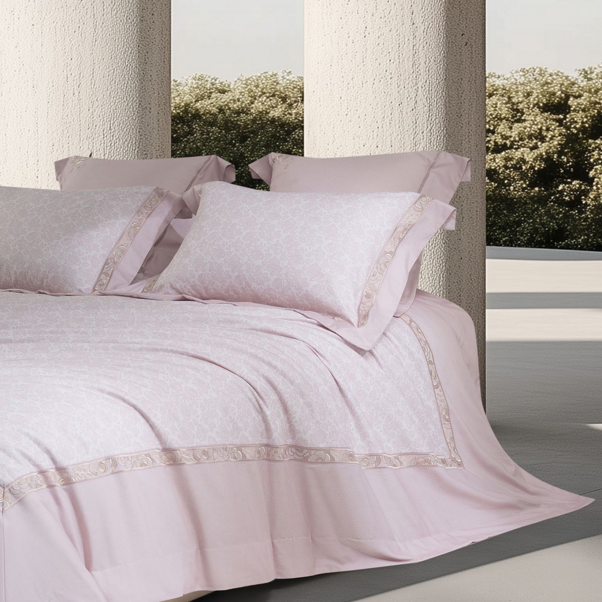 91家纺网 家纺一手货源 找家纺 高大尚婚庆馆 2025新款长绒棉磨毛四件套-玫瑰有约 玫瑰有约-淡雅紫