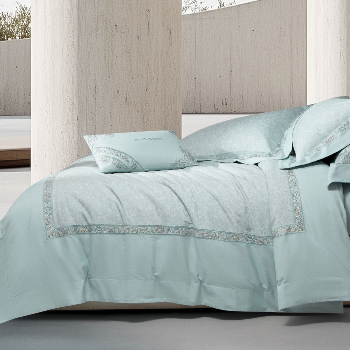 91家纺网 家纺一手货源 找家纺 高大尚婚庆馆 2025新款长绒棉磨毛四件套-玫瑰有约 玫瑰有约-水晶兰