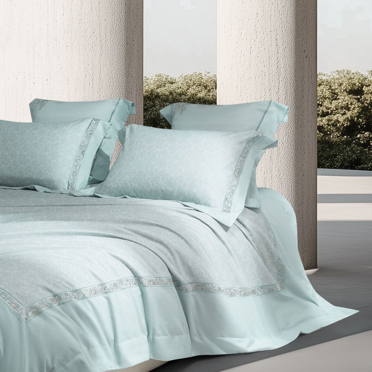 91家纺网 家纺一手货源 找家纺 高大尚婚庆馆 2025新款长绒棉磨毛四件套-玫瑰有约 玫瑰有约-水晶兰