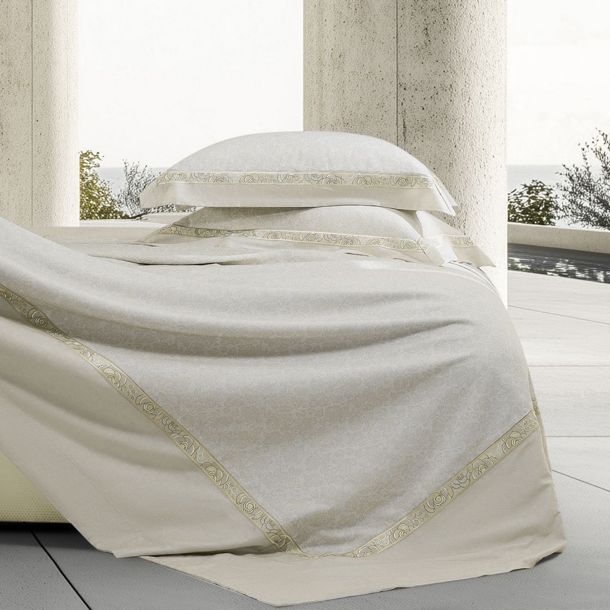 91家纺网 家纺一手货源 找家纺 高大尚婚庆馆 2025新款长绒棉磨毛四件套-玫瑰有约 玫瑰有约-香槟金