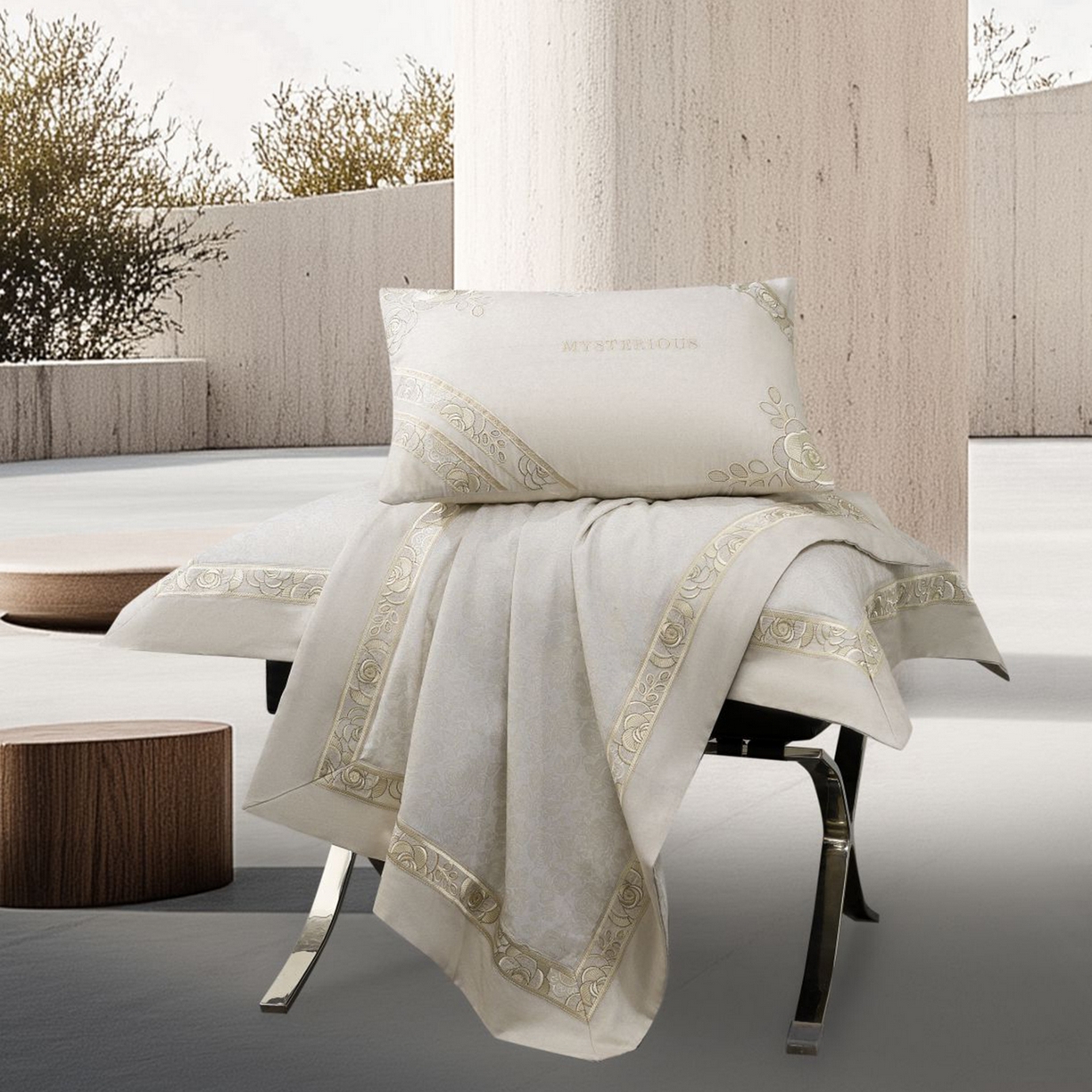 91家纺网 家纺一手货源 找家纺 高大尚婚庆馆 2025新款长绒棉磨毛四件套-玫瑰有约 玫瑰有约-香槟金