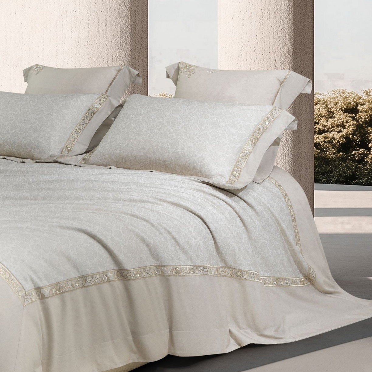 91家纺网 家纺一手货源 找家纺 高大尚婚庆馆 2025新款长绒棉磨毛四件套-玫瑰有约 玫瑰有约-香槟金