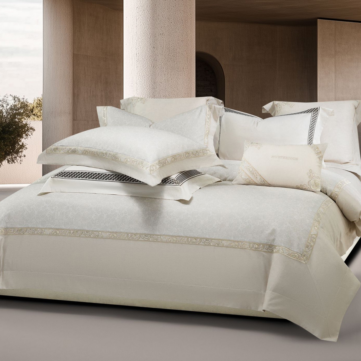 91家纺网 家纺一手货源 找家纺 高大尚婚庆馆 2025新款长绒棉磨毛四件套-玫瑰有约 玫瑰有约-香槟金