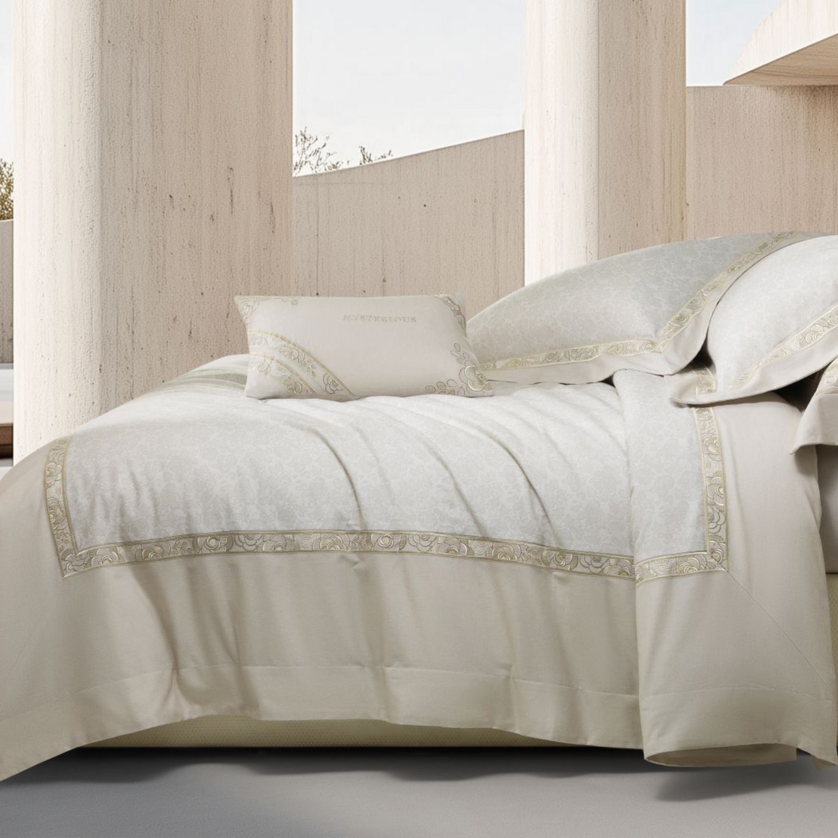 91家纺网 家纺一手货源 找家纺 高大尚婚庆馆 2025新款长绒棉磨毛四件套-玫瑰有约 玫瑰有约-香槟金