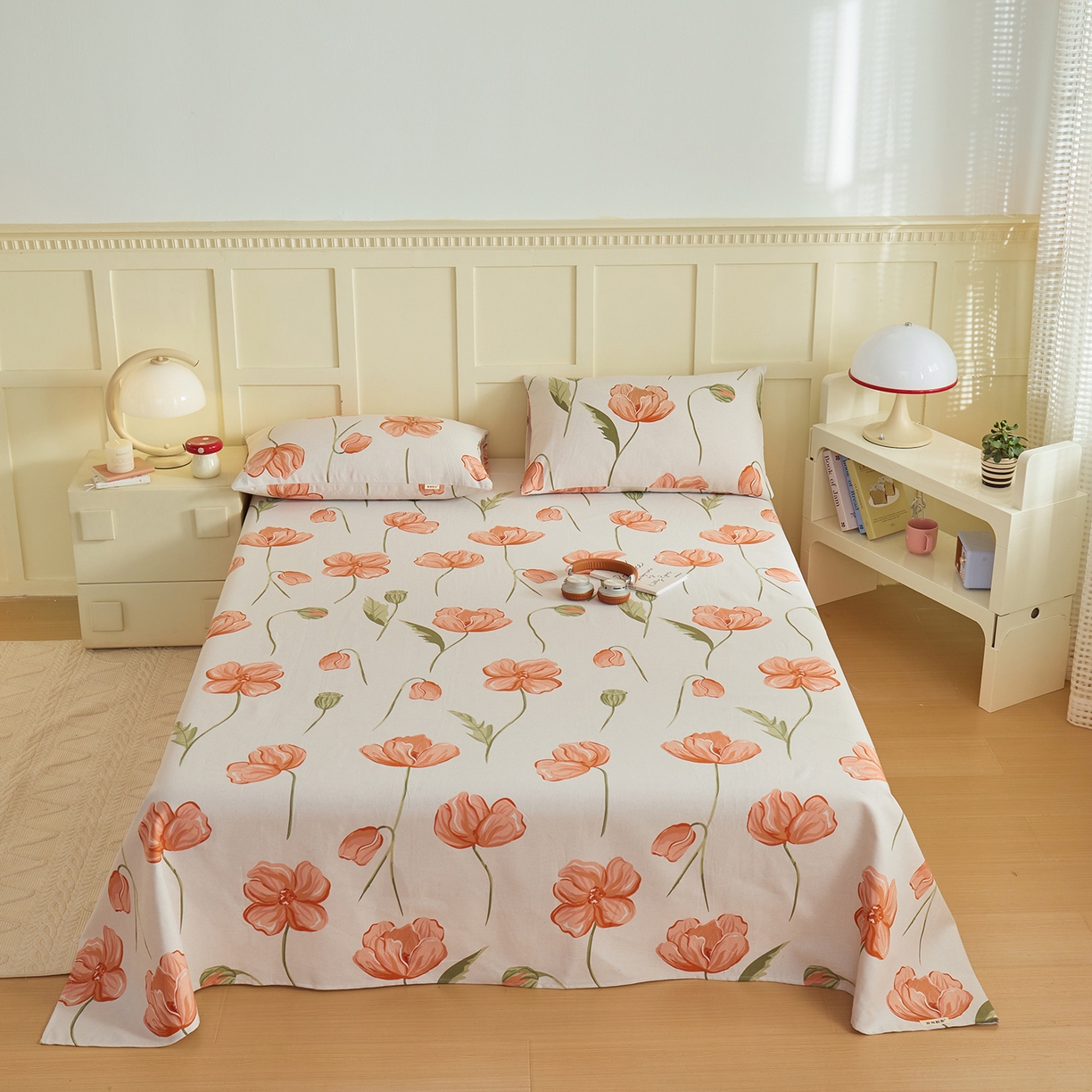 91家纺网 家纺一手货源 找家纺 青泽家纺 2025新款原棉标老粗布系列床单三件套 赫本