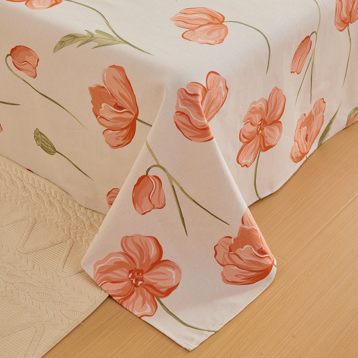 91家纺网 家纺一手货源 找家纺 青泽家纺 2025新款原棉标老粗布系列床单三件套 赫本