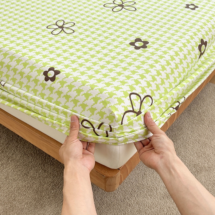 91家纺网 家纺一手货源 找家纺 青泽家纺 2025新款原棉老粗布床笠系列 花儿朵朵