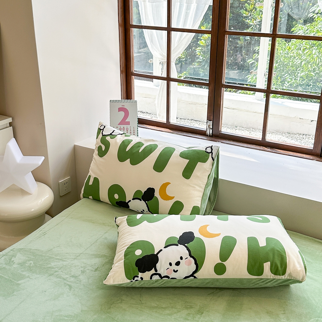 清雅福 2025新款秋冬新品全棉印花棉加绒单枕套单品枕套枕套单件 棉绒-皮皮狗