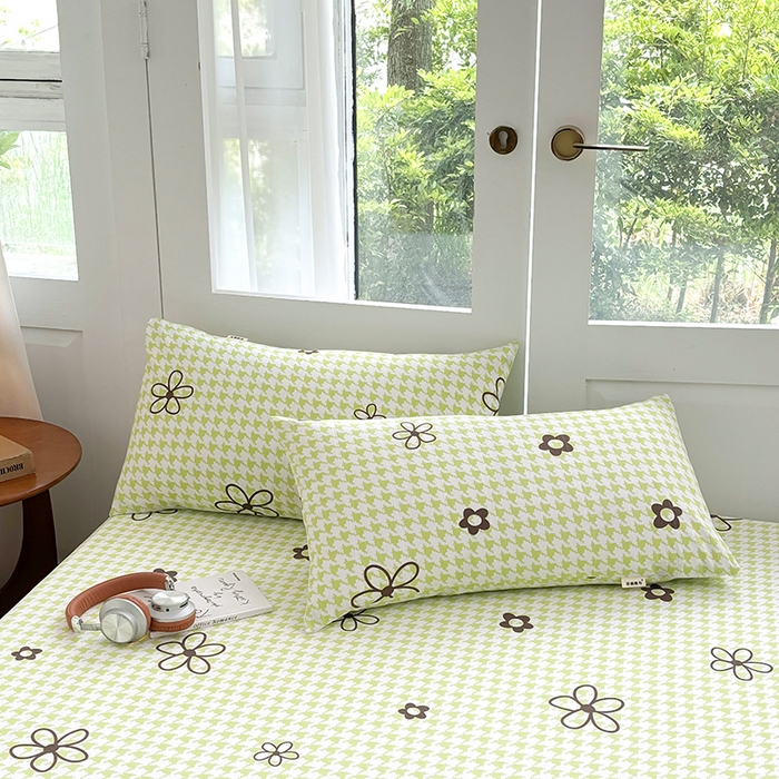 91家纺网 家纺一手货源 找家纺 青泽家纺 2025新款原棉老粗布床笠系列 花儿朵朵