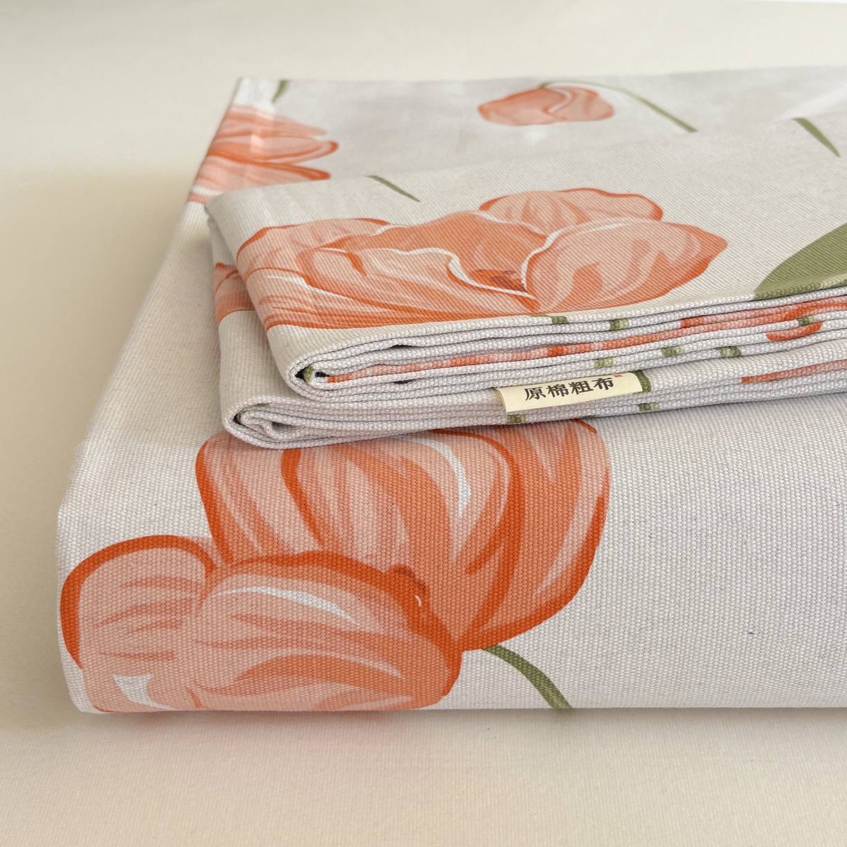 91家纺网 家纺一手货源 找家纺 青泽家纺 2025新款原棉标老粗布系列床单三件套 赫本