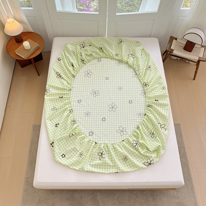 91家纺网 家纺一手货源 找家纺 青泽家纺 2025新款原棉老粗布床笠系列 花儿朵朵