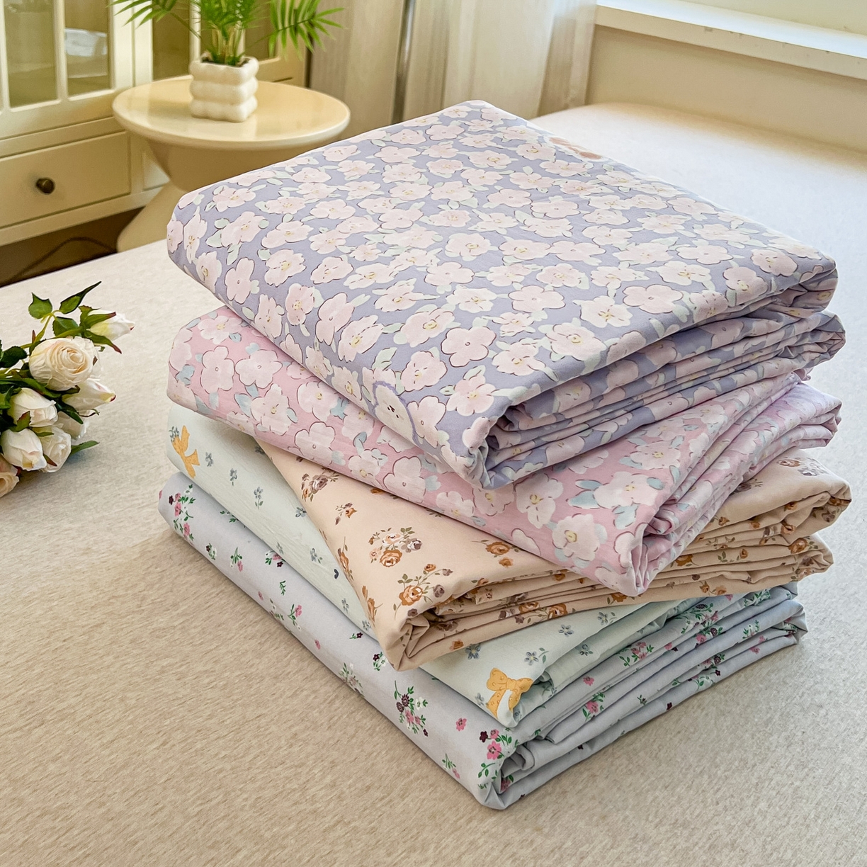 91家纺网 家纺一手货源 找家纺 韩后家纺 2025新款水洗棉印花系列四件套 组合