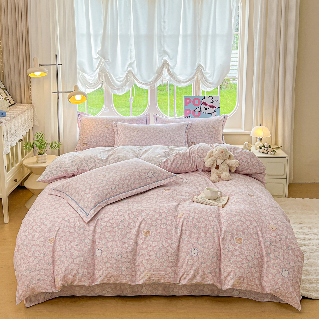 91家纺网 家纺一手货源 找家纺 （总）韩后家纺 2025新款水洗棉印花系列四件套