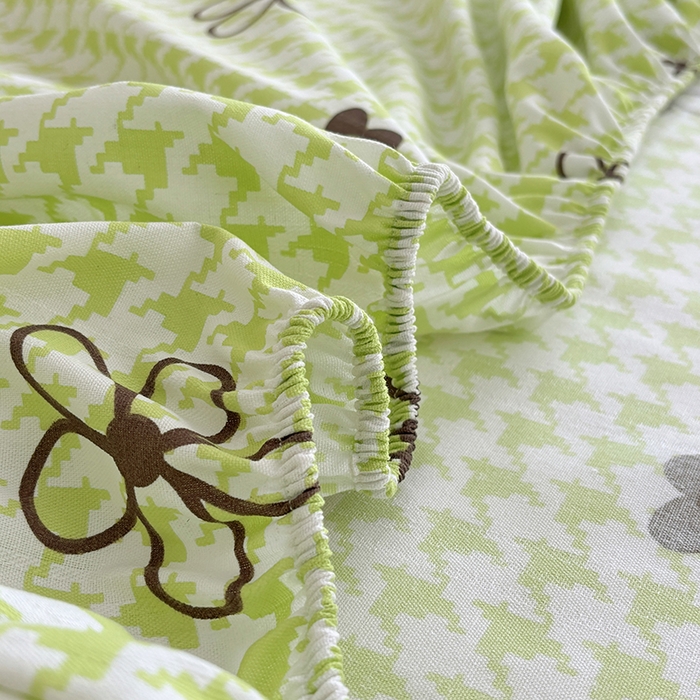 91家纺网 家纺一手货源 找家纺 青泽家纺 2025新款原棉老粗布床笠系列 花儿朵朵