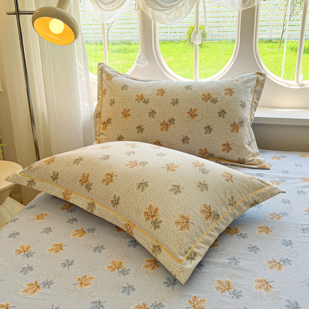 91家纺网 家纺一手货源 找家纺 韩后家纺 2025新款水洗棉印花系列四件套 秋洛-咖