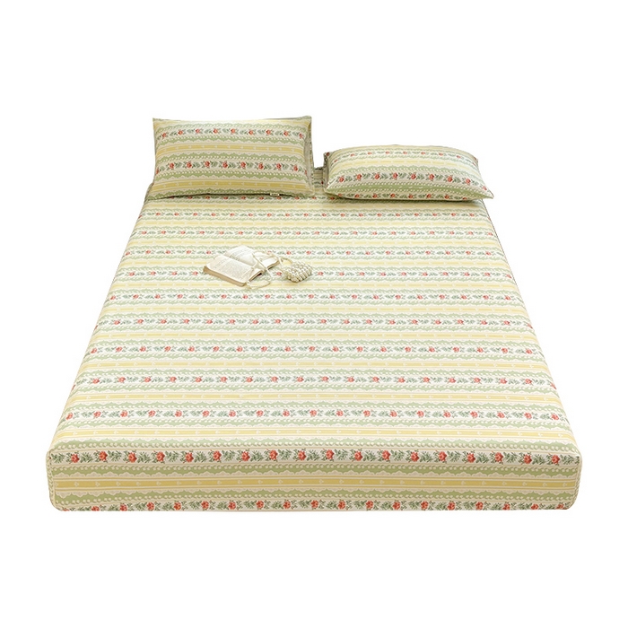 91家纺网 家纺一手货源 找家纺 青泽家纺 2025新款原棉老粗布床笠系列 花漾