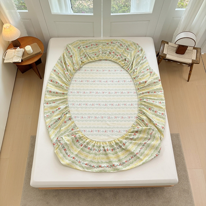 91家纺网 家纺一手货源 找家纺 青泽家纺 2025新款原棉老粗布床笠系列 花漾