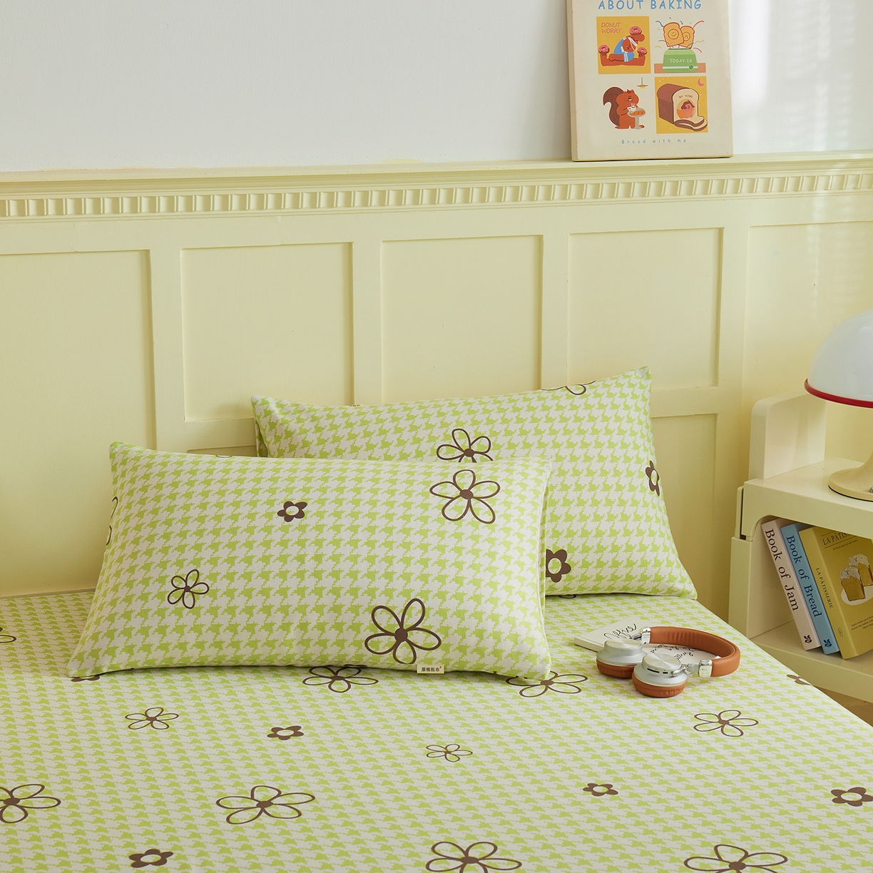 91家纺网 家纺一手货源 找家纺 青泽家纺 2025新款原棉标老粗布系列床单三件套 花儿朵朵