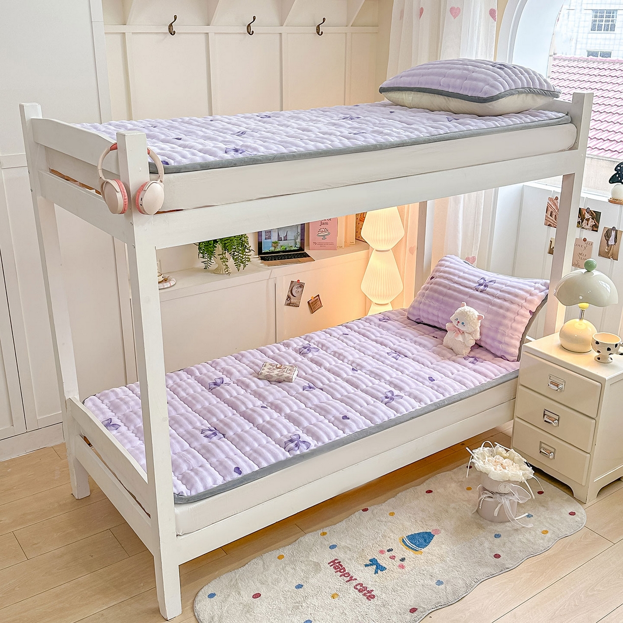 91家纺网 家纺一手货源 找家纺 眠势力 2025新款牛奶绒泡泡床褥加绒仿兔毛绒床褥子秋冬保暖珊瑚绒夹棉学生上下铺床护垫 罗曼情节