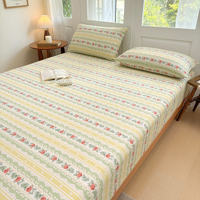 91家纺网 家纺一手货源 找家纺 青泽家纺 2025新款原棉老粗布床笠系列 花漾