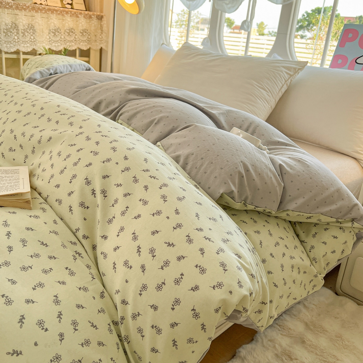 91家纺网 家纺一手货源 找家纺 韩后家纺 2025新款水洗棉印花系列四件套 觅春