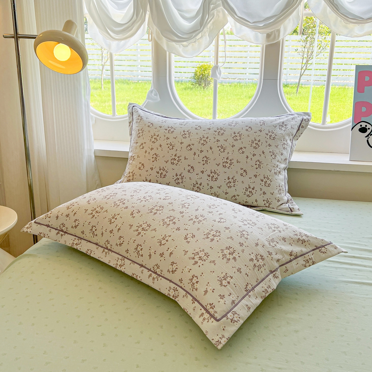 91家纺网 家纺一手货源 找家纺 韩后家纺 2025新款水洗棉印花系列四件套 花晓-绿