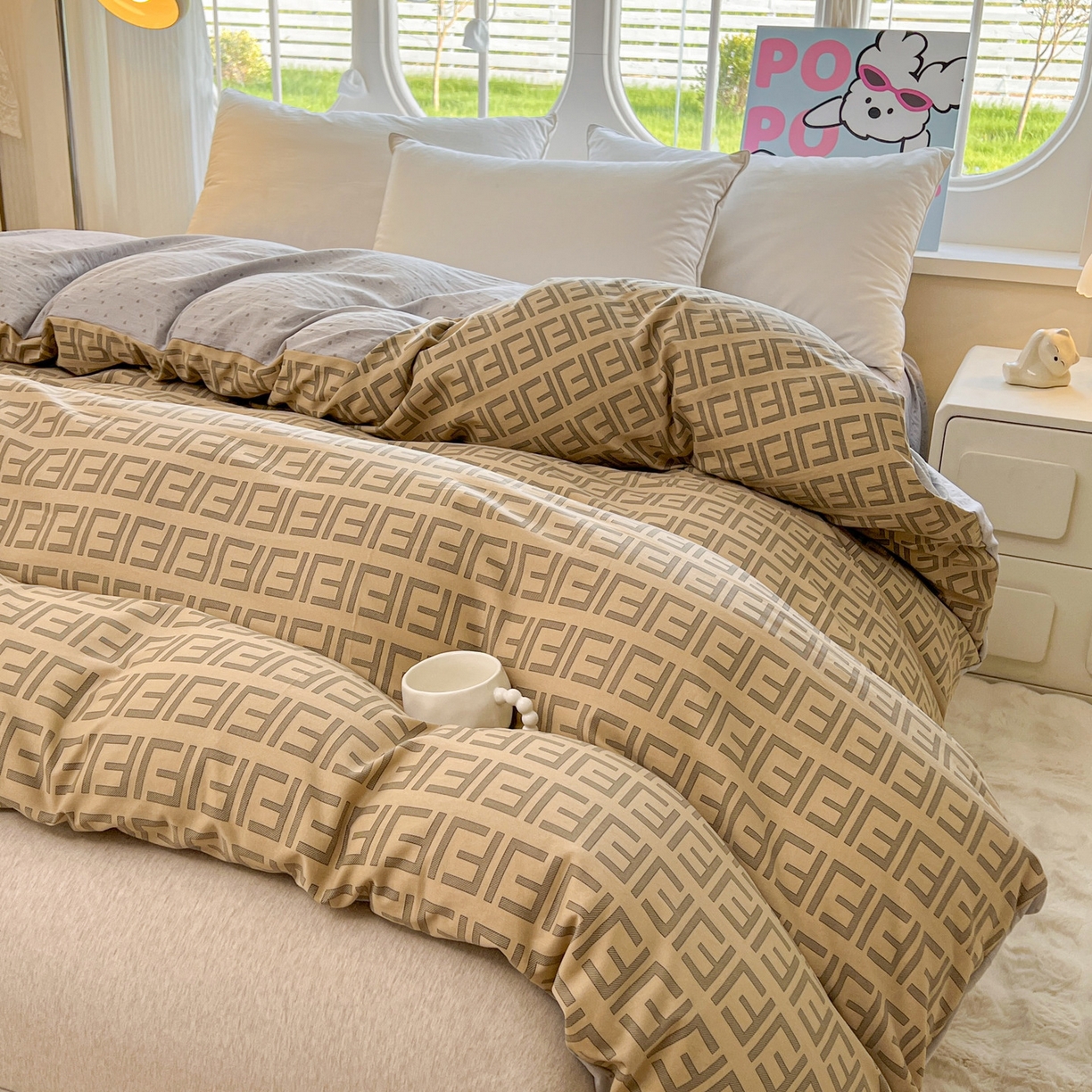 91家纺网 家纺一手货源 找家纺 韩后家纺 2025新款水洗棉印花系列四件套 伯利