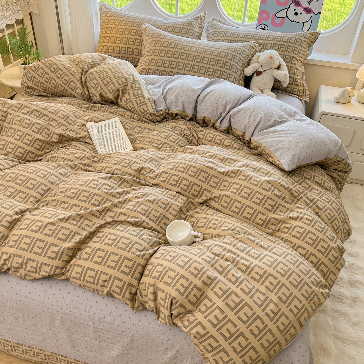 91家纺网 家纺一手货源 找家纺 韩后家纺 2025新款水洗棉印花系列四件套 伯利