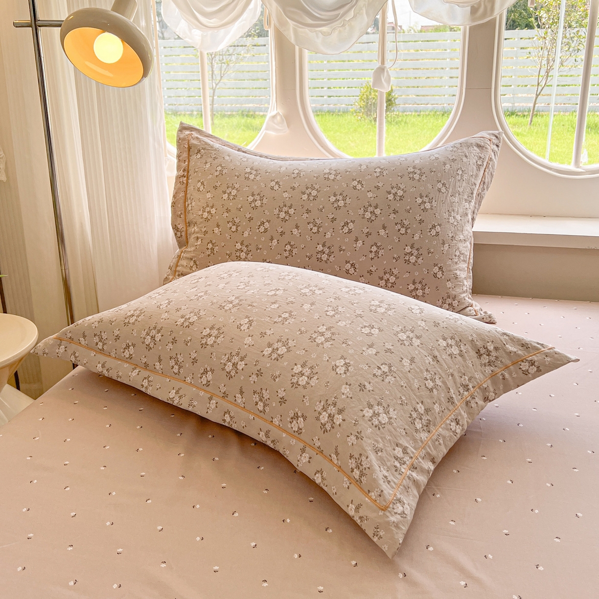 91家纺网 家纺一手货源 找家纺 韩后家纺 2025新款水洗棉印花系列四件套 花晓