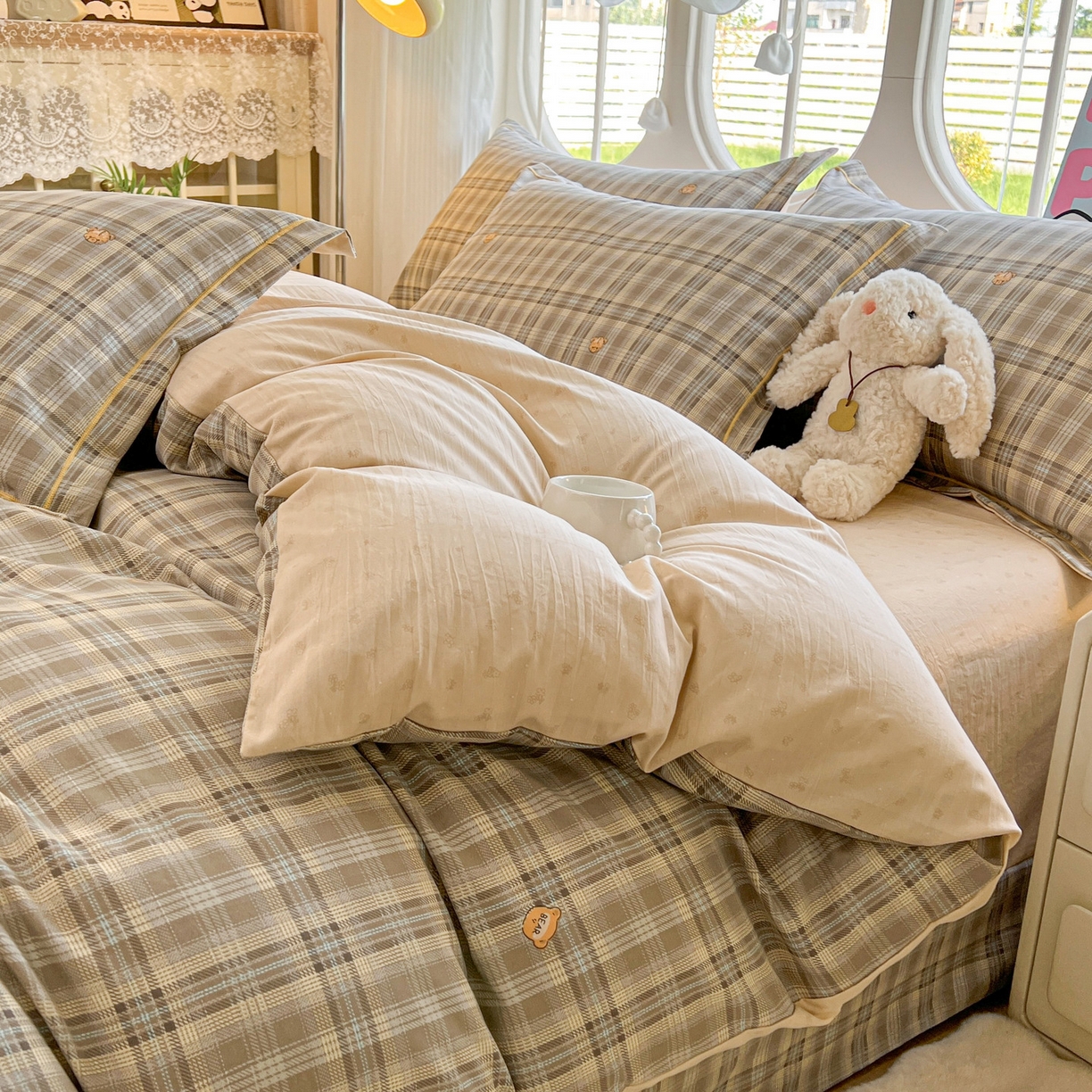 91家纺网 家纺一手货源 找家纺 韩后家纺 2025新款水洗棉印花系列四件套 华悦