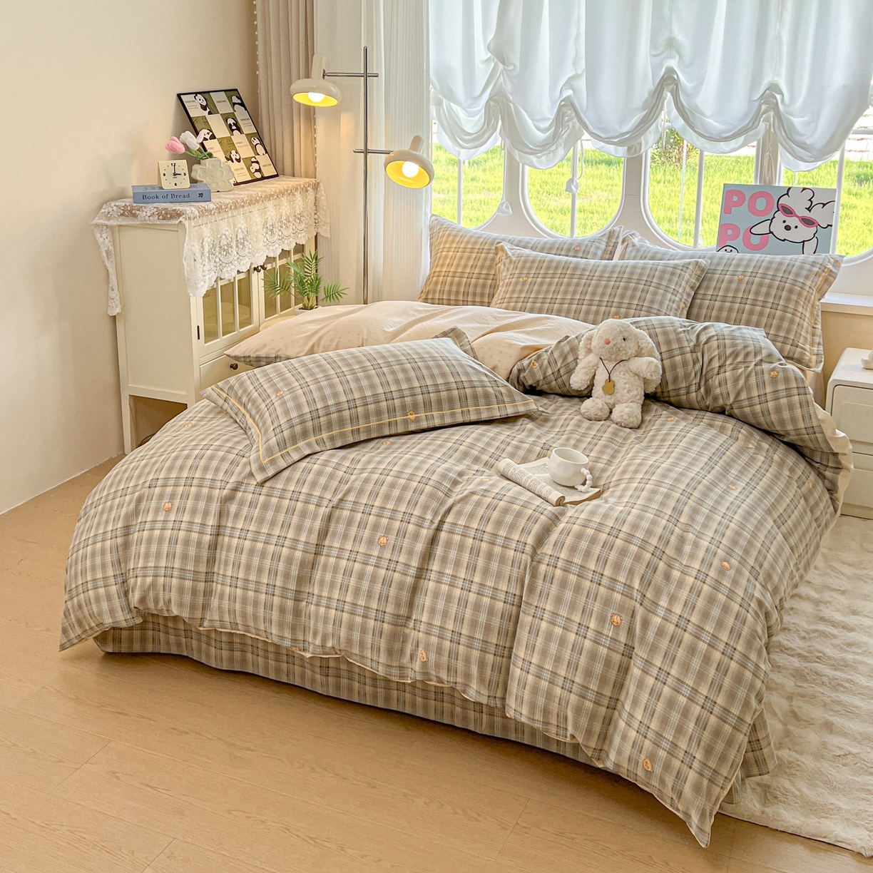 91家纺网 家纺一手货源 找家纺 韩后家纺 2025新款水洗棉印花系列四件套 华悦