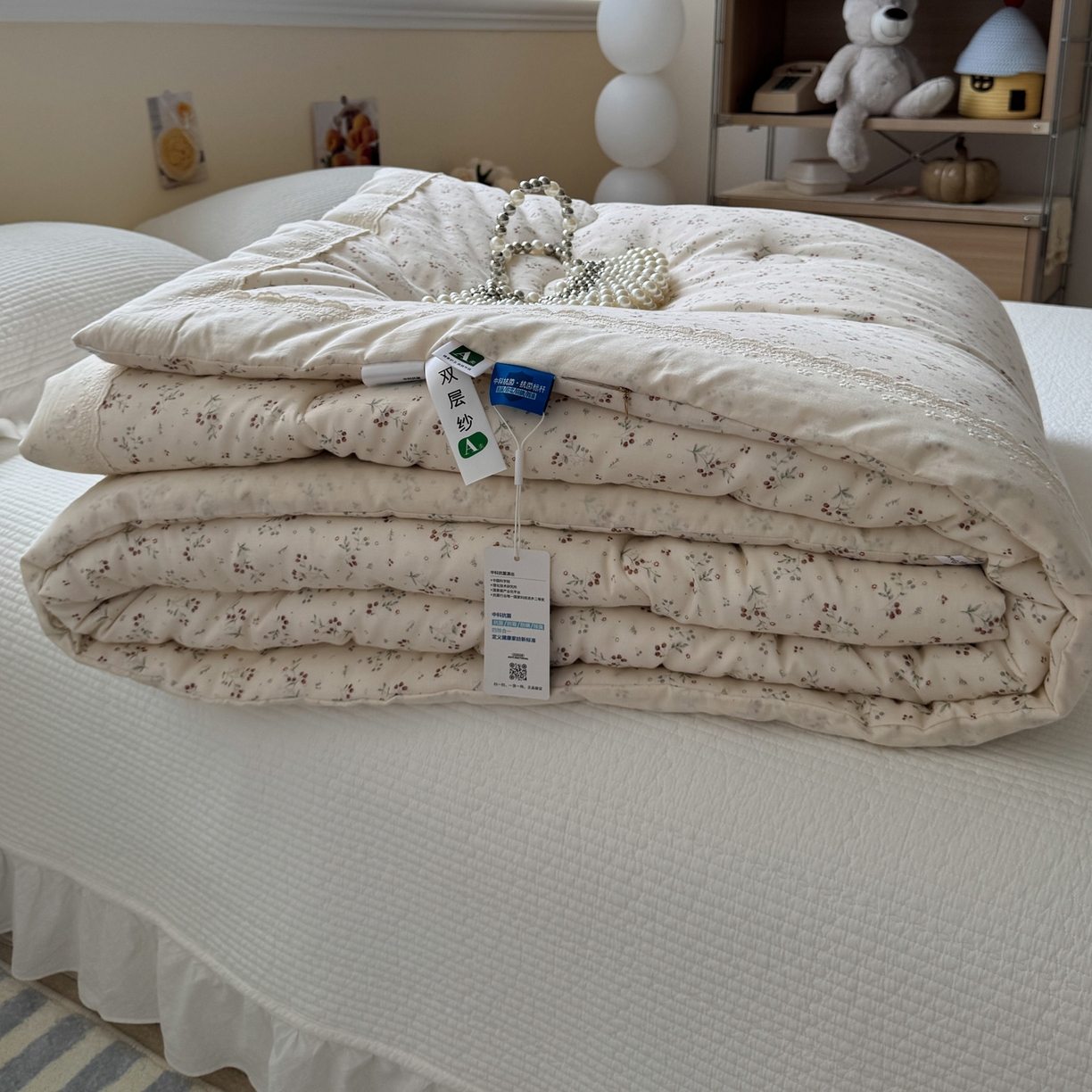 91家纺网 家纺一手货源 找家纺 一加一 2025新款A类全棉纯棉双层纱田园风懒人被冬被被子被芯（可水洗） 果然花香