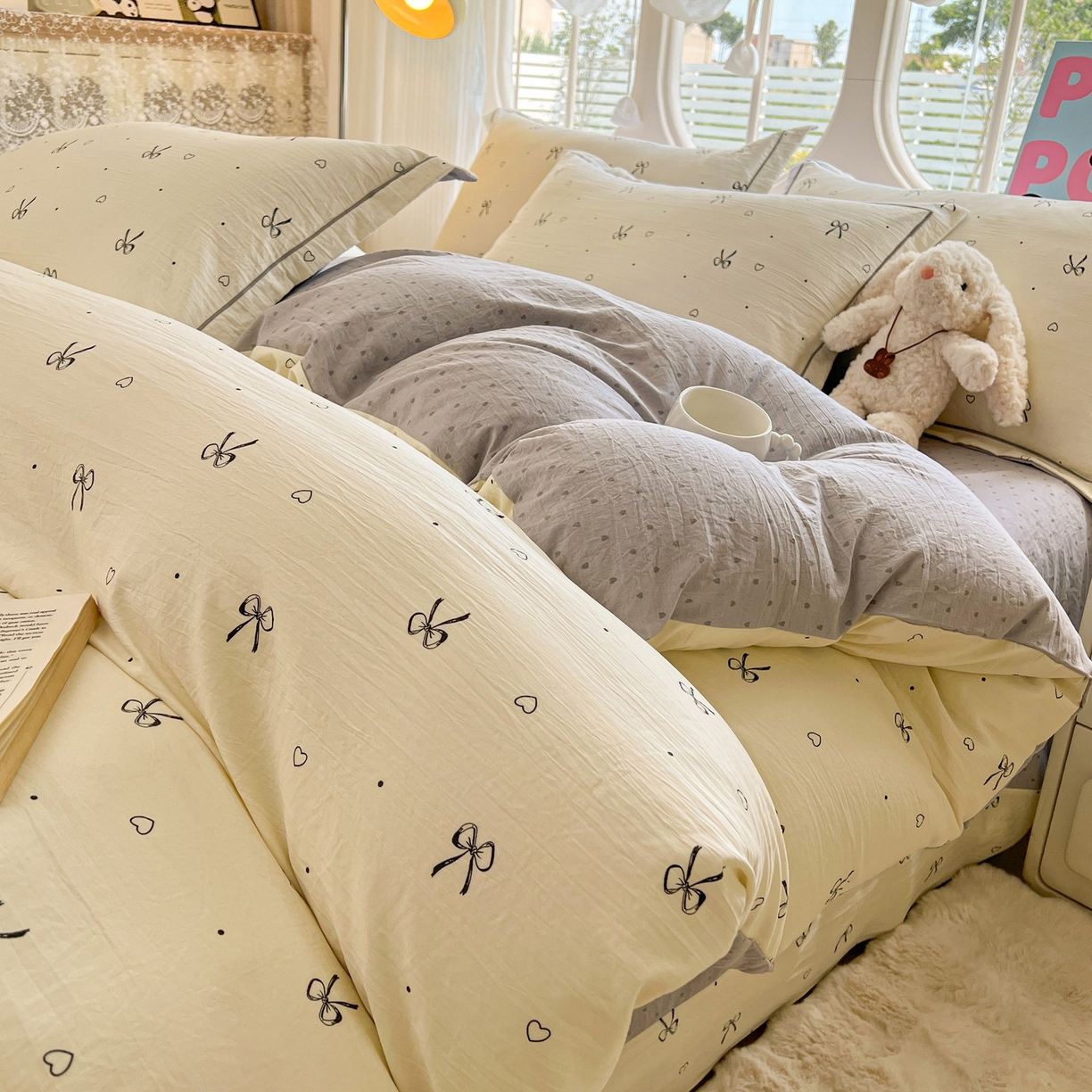 91家纺网 家纺一手货源 找家纺 韩后家纺 2025新款水洗棉印花系列四件套 舒芙蕾