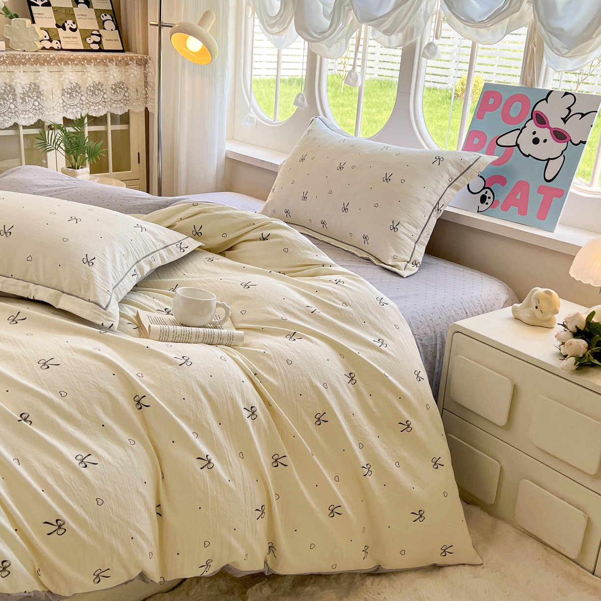 91家纺网 家纺一手货源 找家纺 韩后家纺 2025新款水洗棉印花系列四件套 舒芙蕾