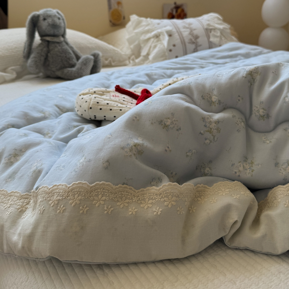 91家纺网 家纺一手货源 找家纺 一加一 2025新款A类全棉纯棉双层纱田园风懒人被冬被被子被芯（可水洗） 玲兰铛-兰