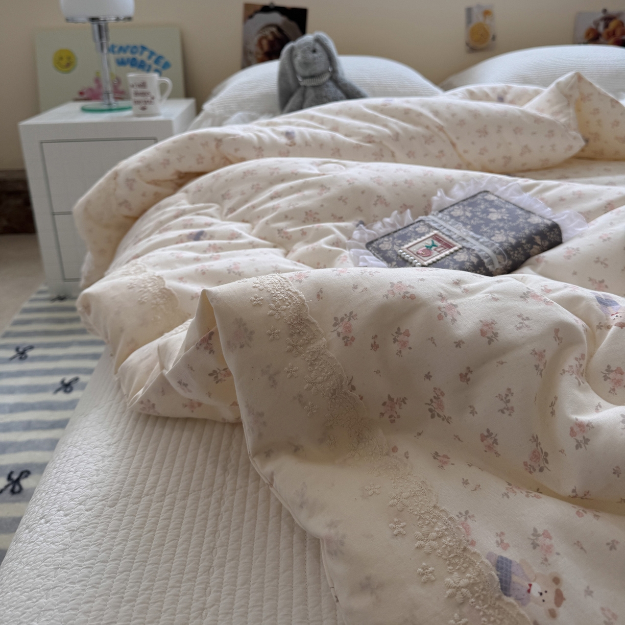 91家纺网 家纺一手货源 找家纺 一加一 2025新款A类全棉纯棉双层纱田园风懒人被冬被被子被芯（可水洗） 钥匙珊瑚