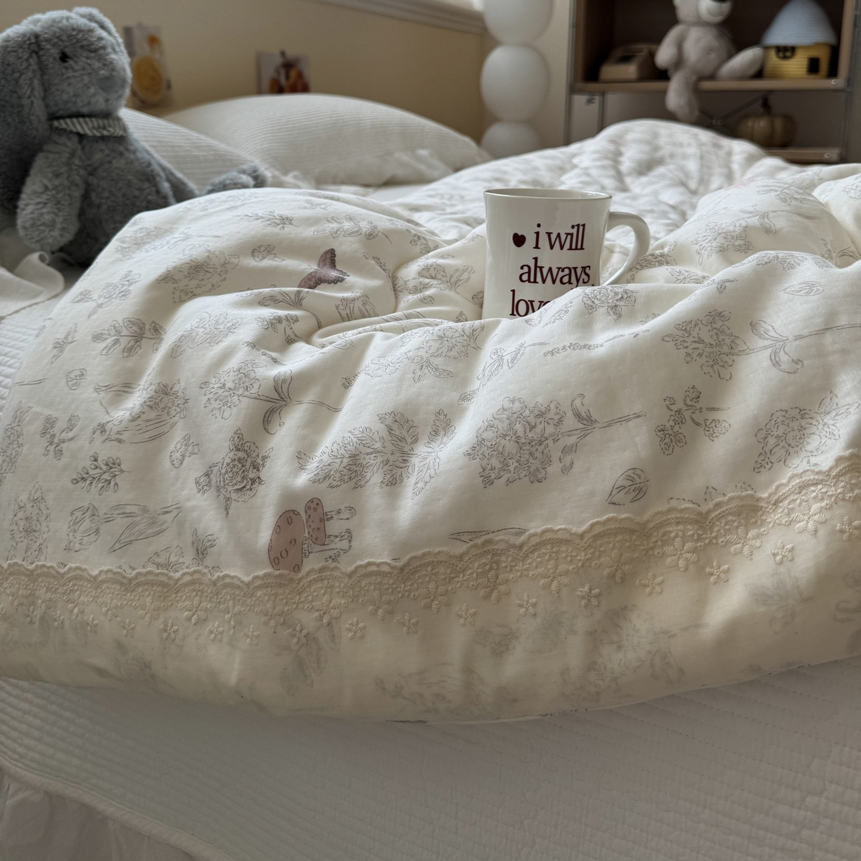 91家纺网 家纺一手货源 找家纺 一加一 2025新款A类全棉纯棉双层纱田园风懒人被冬被被子被芯（可水洗） 画棠春