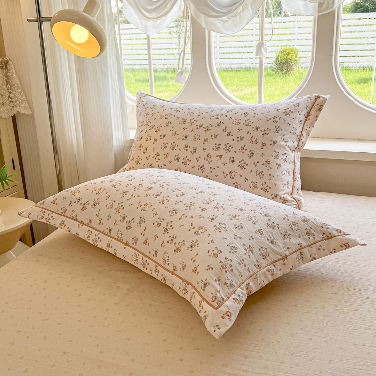 91家纺网 家纺一手货源 找家纺 韩后家纺 2025新款水洗棉印花系列四件套 花初