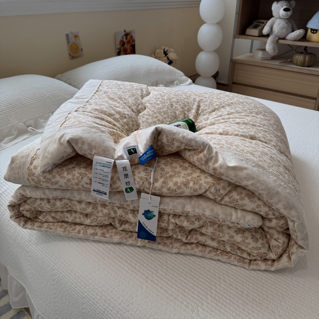 91家纺网 家纺一手货源 找家纺 一加一 2025新款A类全棉纯棉双层纱田园风懒人被冬被被子被芯（可水洗） 秋之寄语