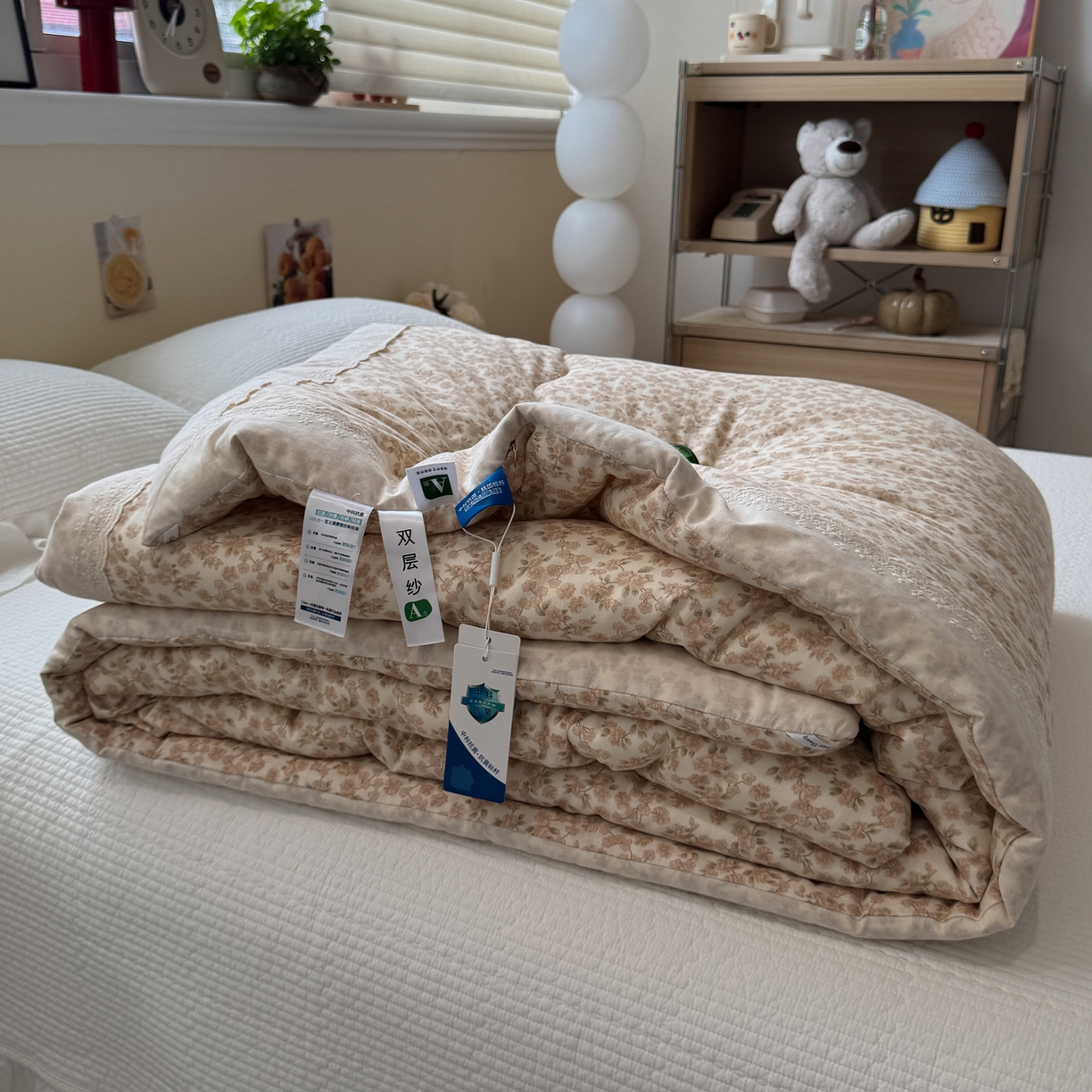 91家纺网 家纺一手货源 找家纺 一加一 2025新款A类全棉纯棉双层纱田园风懒人被冬被被子被芯（可水洗） 秋之寄语