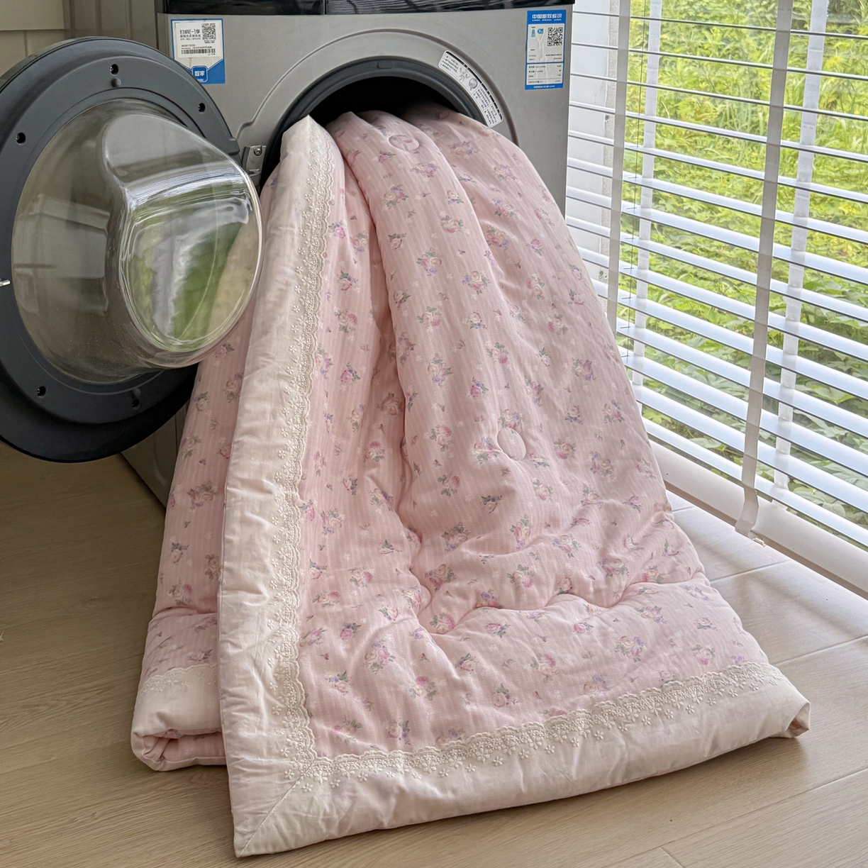 91家纺网 家纺一手货源 找家纺 一加一 2025新款A类全棉纯棉双层纱田园风懒人被冬被被子被芯（可水洗） 花初梦