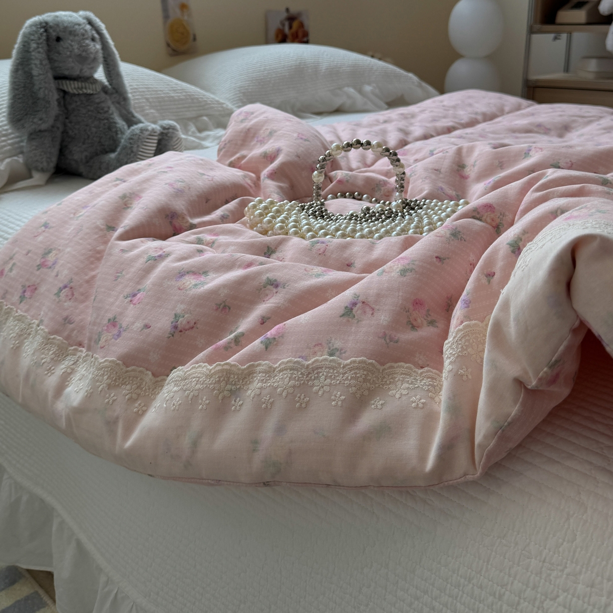 91家纺网 家纺一手货源 找家纺 一加一 2025新款A类全棉纯棉双层纱田园风懒人被冬被被子被芯（可水洗） 花初梦