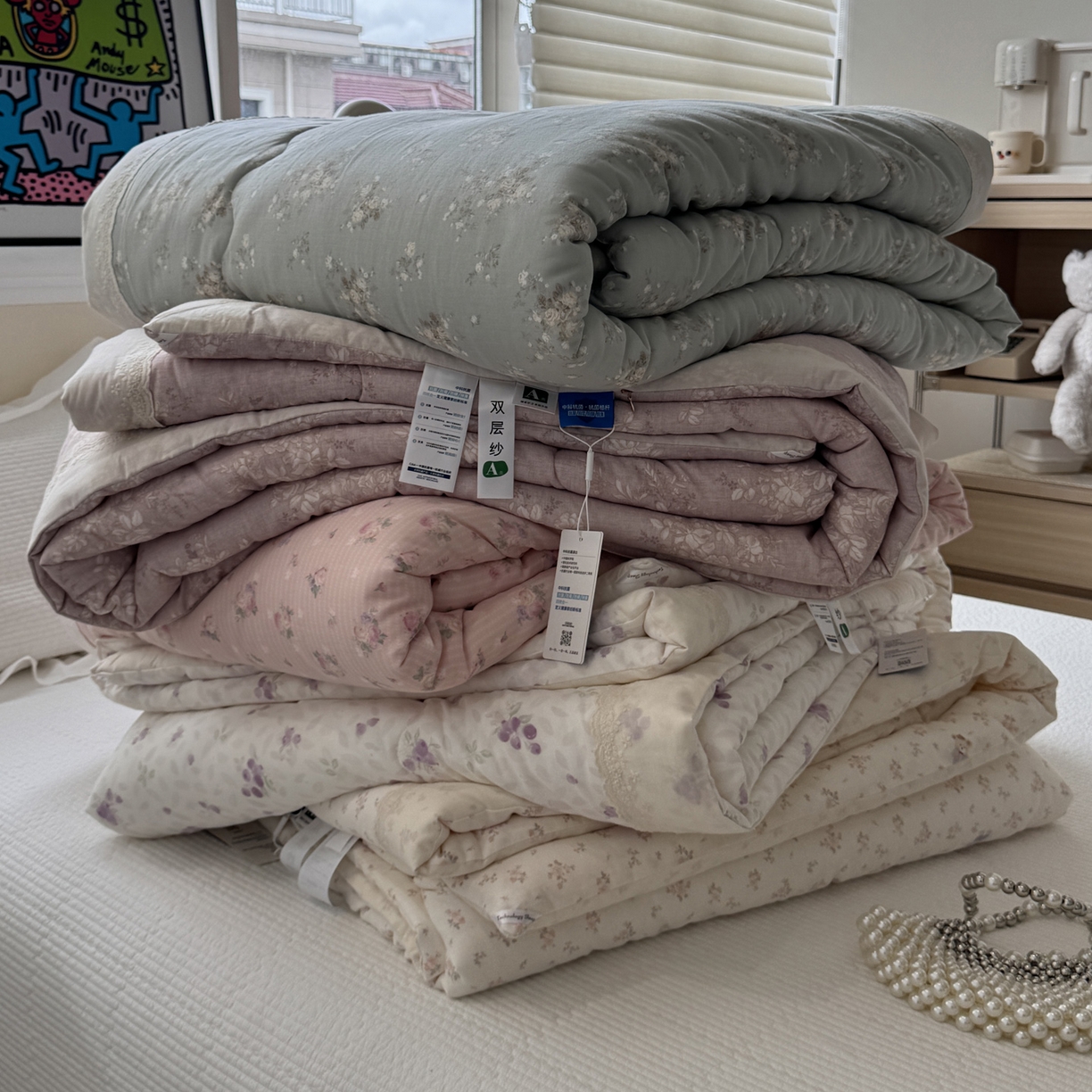 91家纺网 家纺一手货源 找家纺 一加一 2025新款A类全棉纯棉双层纱田园风懒人被冬被被子被芯（可水洗） 组合图仅供展示不可下单